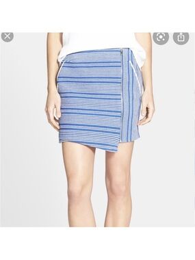 Rebecca Minkoff Blue Striped Asymmetric Mini Skirt